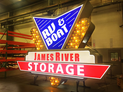 James River RV and Boat Storage Triangular sign