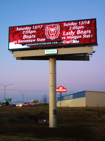 Pioneer outdoor billboard showing off Missouri State Bears Basketball Ads