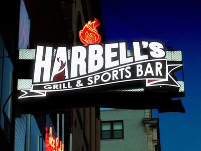 Habrell's Grill & Sports Bar sign above restaurant