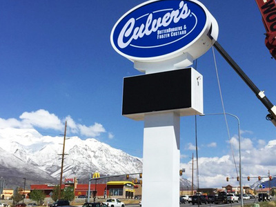 Culver's Sign being installed