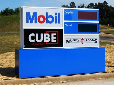 Mobil gas prices sign