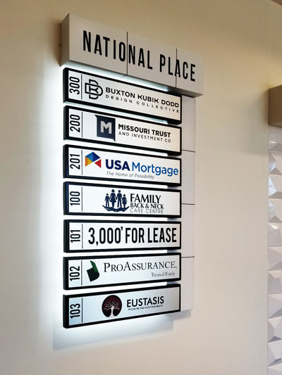 Tall Gray National Place Directory Sign