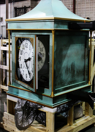 Vintage clock being opened