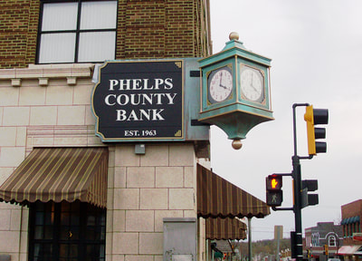 Finished Phelps County bank sign being displayed
