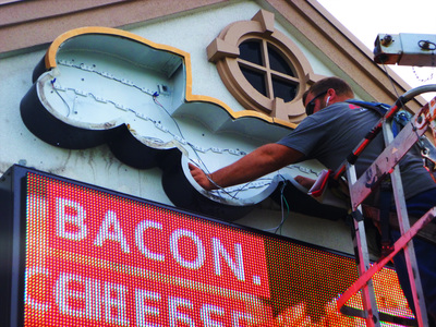 Bacon and cheese electronic message board