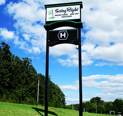 Tall Swing Right Golf Sign with green flag 