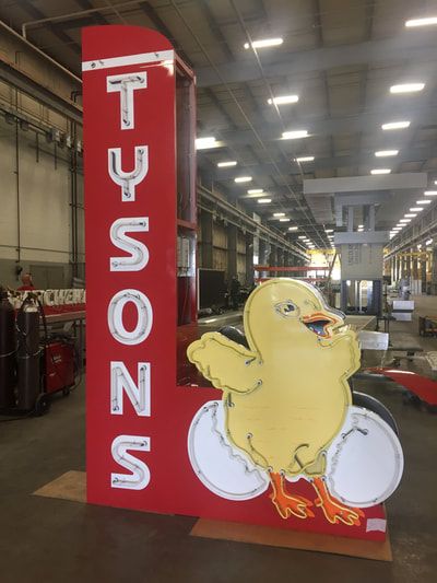 Tyson's chicken sign in the design process